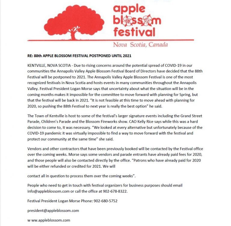 The th Annual Apple Blossom Festival Is Postponed Blog Avr